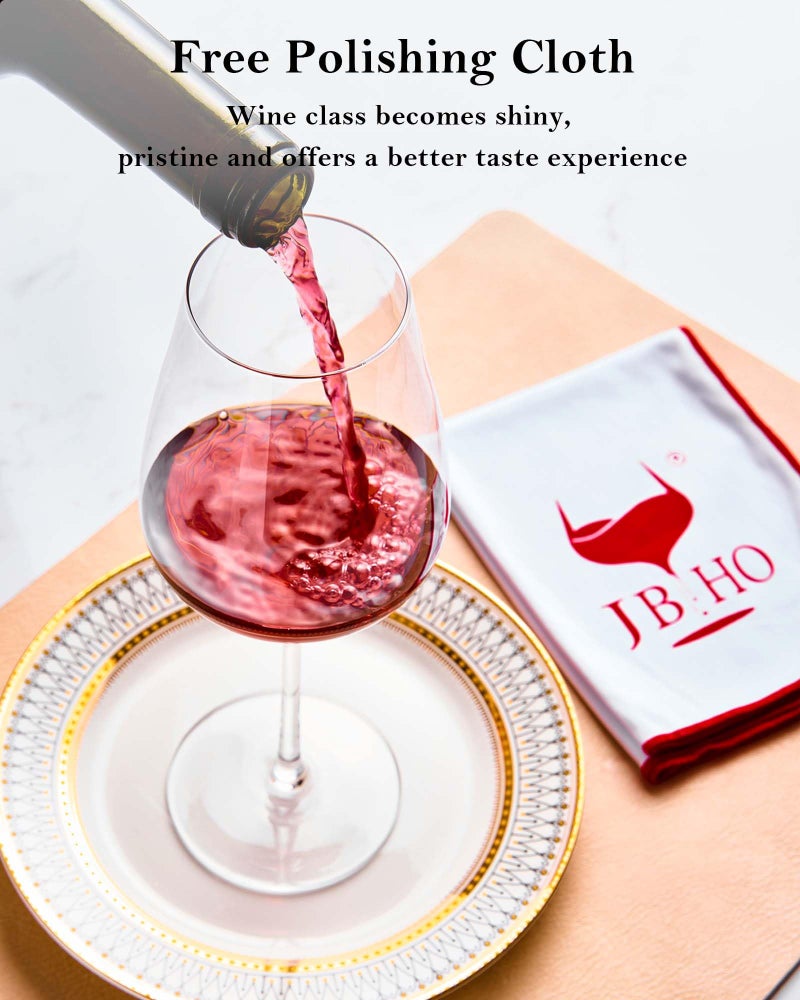 JBHO Hand Blown Italian Style Crystal Bordeaux Wine Glasses - Great Gift Packaging - Red Wine Glasses Lead-Free Premium Crystal Clear Glass - Set of 2-18 Ounce - Image 5